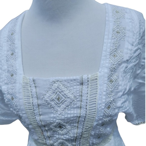 Anthropologie Alene Embroidered Lace Midi Dress Boho Ivory 2 - Picture 3 of 4